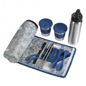 Ozark Trail 10 Piece Reusable Cutlery & Drinkware Combo Set, Navy Blue