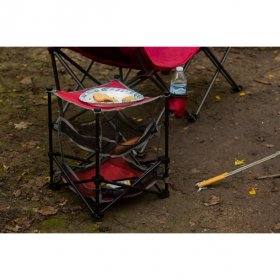 Ozark Trail 3 Shelf Camping Table, Red, 14 in x 14 in x 18 in