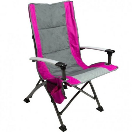 Ozark Trail High Back Camping Chair, Pink with Cupholder, Pocket, and Headrest, Adult