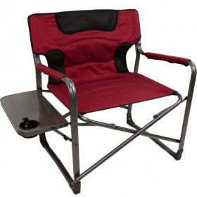 Ozark Trail XXL Folding Padded Director Chair with Side Table, Red