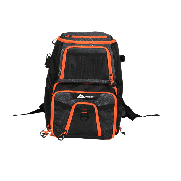 Ozark Trail Elite Fishing Tackle Backpack with Bait Cooler, Black