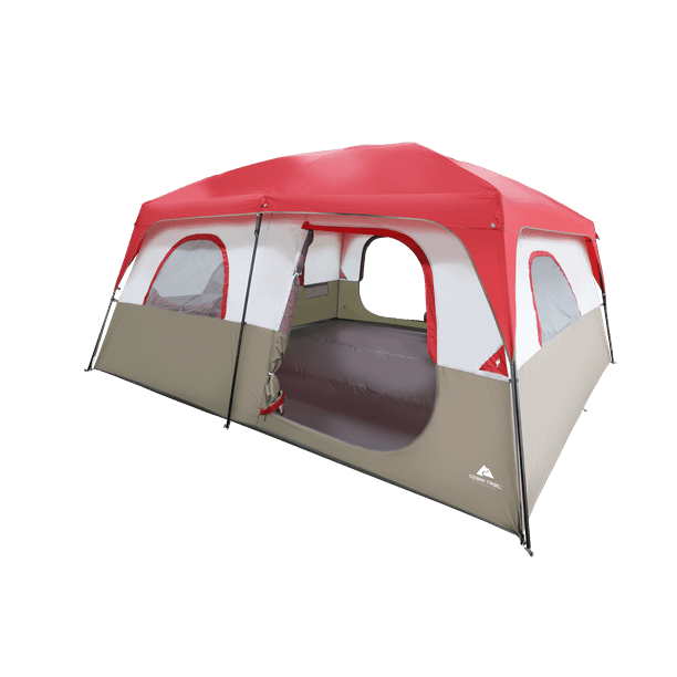 Ozark Trail Hazel Creek 14-Person Family Cabin Tent, with 2 Rooms, Red